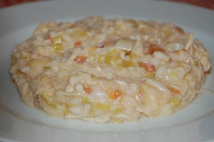 Risoto de Frango com Alho Poró